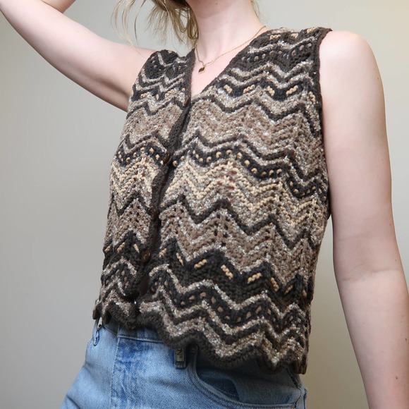 Liz Claiborne Jackets & Blazers - Vintage 90s brown chenille sweater vest S